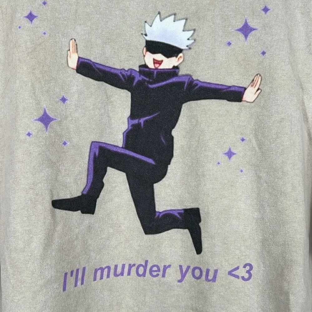 🔥 CRAZYMONK Jujutsu Kaisen I'll‎ Murder You Anime Oversize Japan T-Shirt Sz Lg